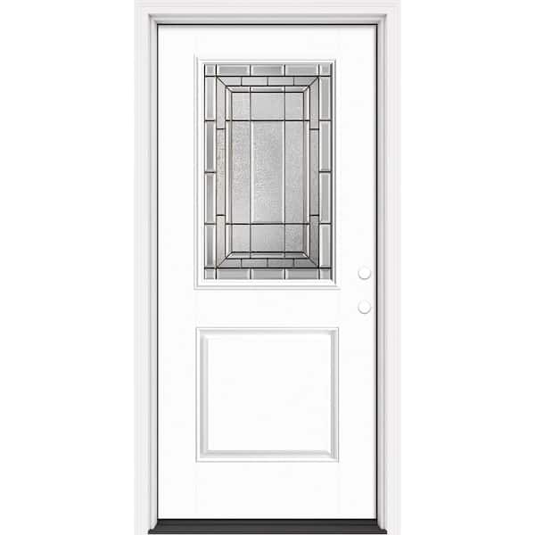 Masonite Performance Door System 36 in. x 80 in. 1/2 Lite Sequence Left-Hand Inswing White Smooth Fiberglass Prehung Front Door