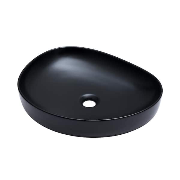 Modern 20 in. Bathroom Ceramic Vessel Sink Art Basin in Matte black