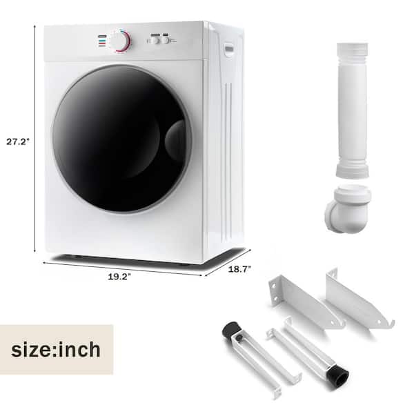 Boyel Living 1.41 cu. ft. 120 Volt White Stackable Electric Vented Dryer  with Easy Knob Control for 5 Modes, Wall Mount Kit Included MRS-GYJ02-WHITE  - The Home Depot
