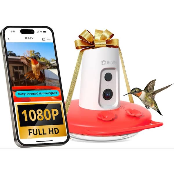 Hummingbird Feeder Red Plastic with Camera Motion Detection-Hummingbird Feeder