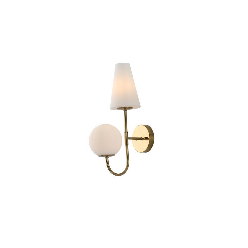 5 in. 2-Light Burnished Brass Vantage Wall Sconce with White Glass Shade price history on PriceWatchPro