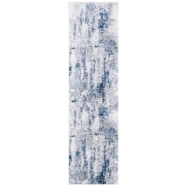 Amelia Gray/Light Blue 2 ft. x 6 ft. Distressed Runner Rug