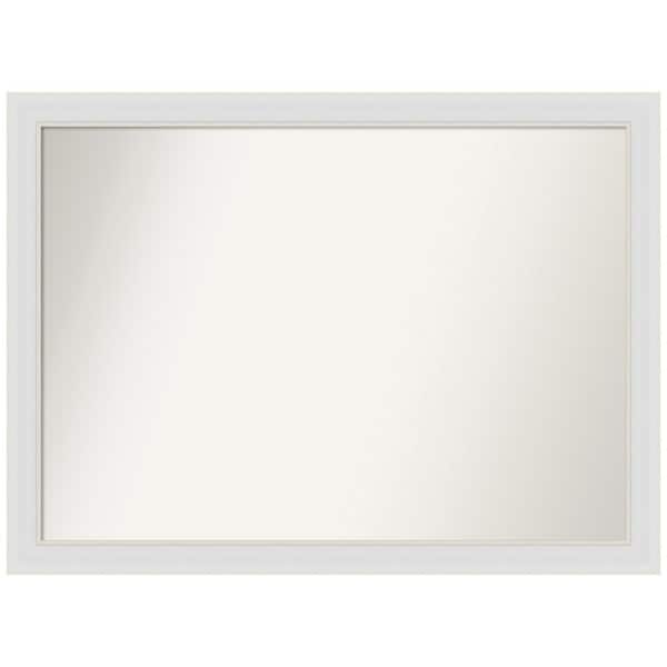 Amanti Art Flair Soft White Narrow 42 in. W x 31 in. H Non-Beveled Bathroom Wall Mirror in White