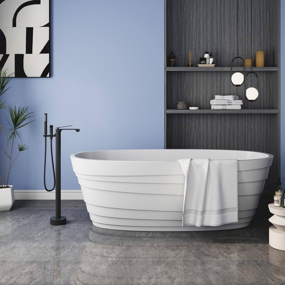 Matte Black Freestanding Tub Filler Faucet with Handheld Shower