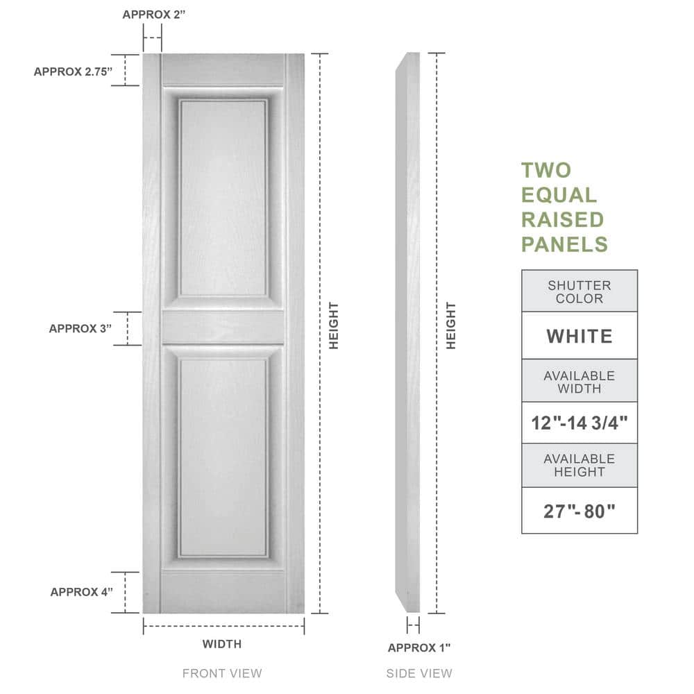 Bordeaux Raised Panel Vinyl Decorative Shutters, 14.75" x 35"