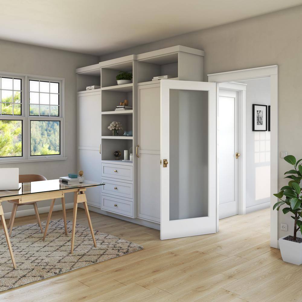 32" x 80" Frosted Glass White Solid Pine Interior Door Slab