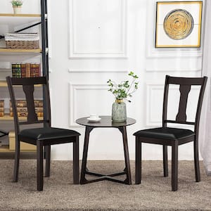 Coffee Dining Room Chairs Modern Wood Dining Side Chair High Back Kitchen Chairs with Rubber Wood Frame (Set of 2)