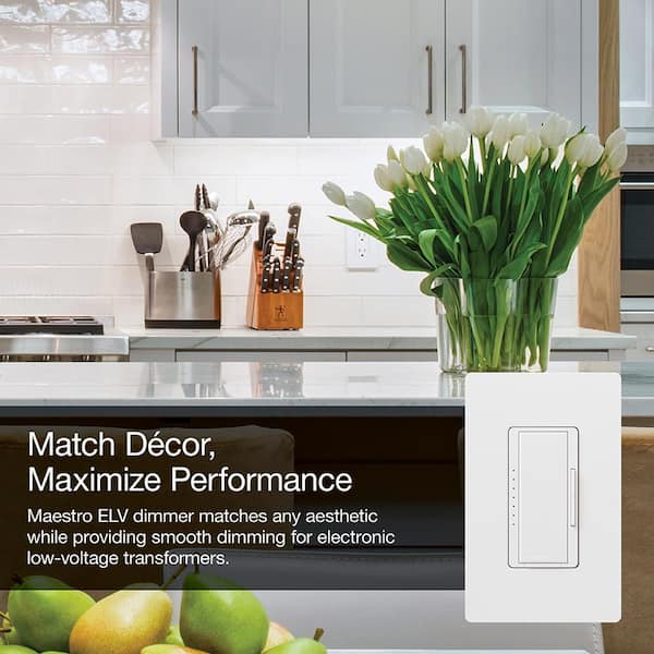Maestro Digital Dimmer Switch for Electronic Low Voltage, 600W/Multi-Location, Ivory (MAELV-600-IV)