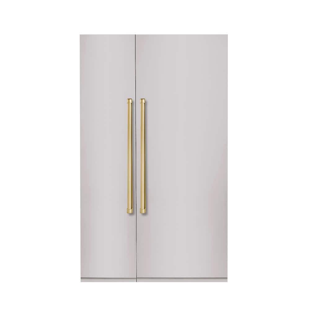 Bold 48 in. 25.2 Cu. Ft. Counter-Depth Built-in Side-by-Side Refrigerator in Stainless Steel with Bold Brass Handles