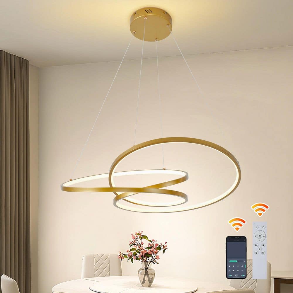 Genoci 1-Light Dimmable Modern Geometric Integrated LED Gold