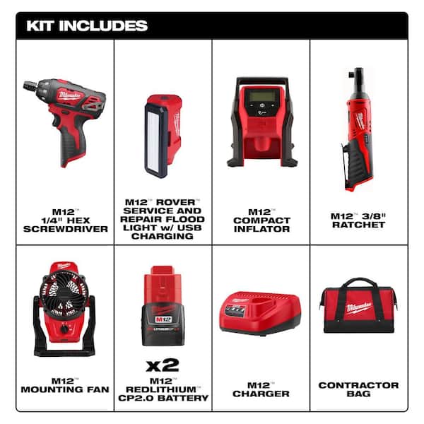 M12 12-Volt Lithium-Ion Brushless Cordless Combo Kit with M12 Jobsite Fan