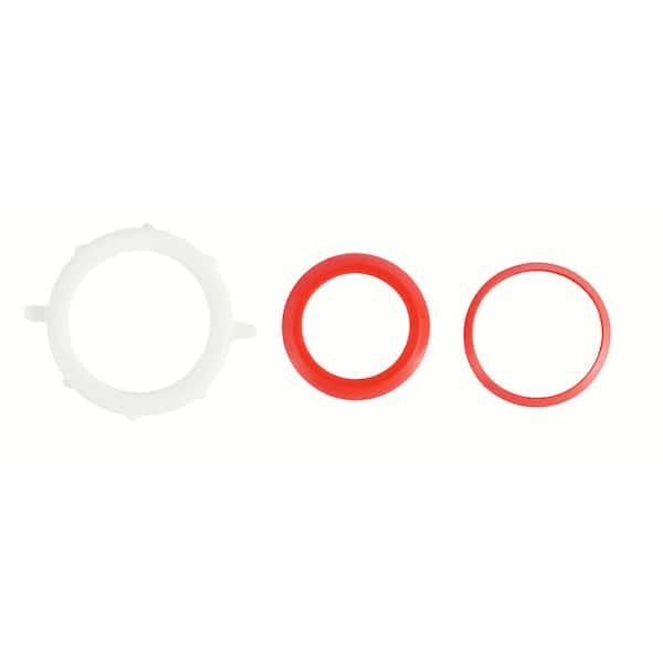 Everbilt 1-1/2 in. Plastic P-Trap Slip Joint Nuts and Washers Pro Pack with RED TPE Flanged Washers 5-pack
