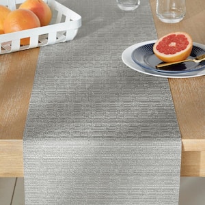 Coiled Woven PVC 13 in. W x 90 in. L Silver Solid Polyester Table Runner