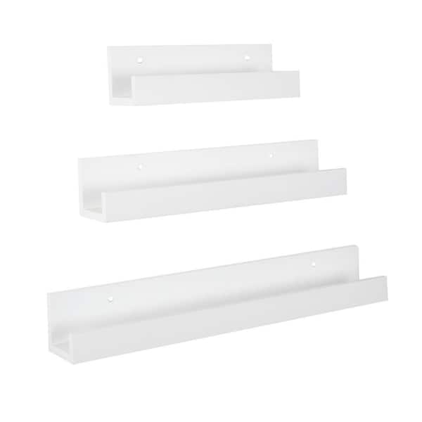 Kate and Laurel Levie 4 in. x 24 in. x 4 in. White MDF Floating Decorative Wall Shelf Without Brackets