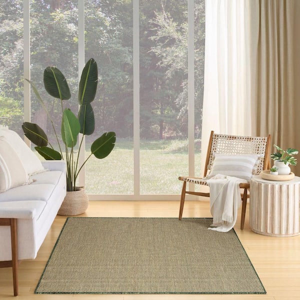 Courtyard Green 4 ft. x 6 ft. All-Over Design Contemporary Area Rug