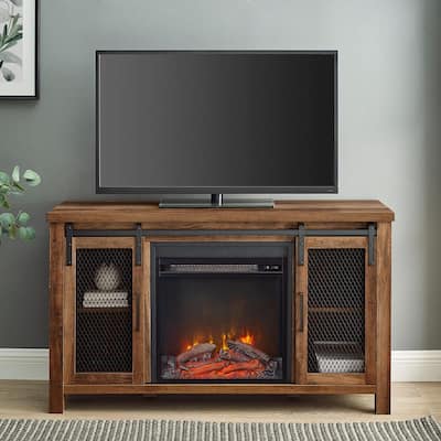 48 in. Rustic Oak Composite TV Stand 52 in. with Electric Fireplace