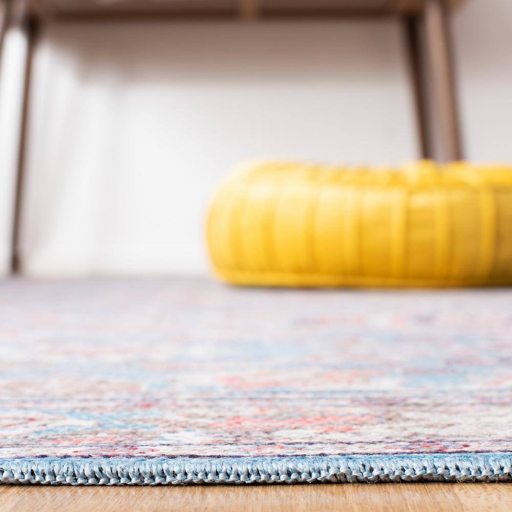 Safavieh Serapi 6'7" Round Rust and Blue Washable Area Rug