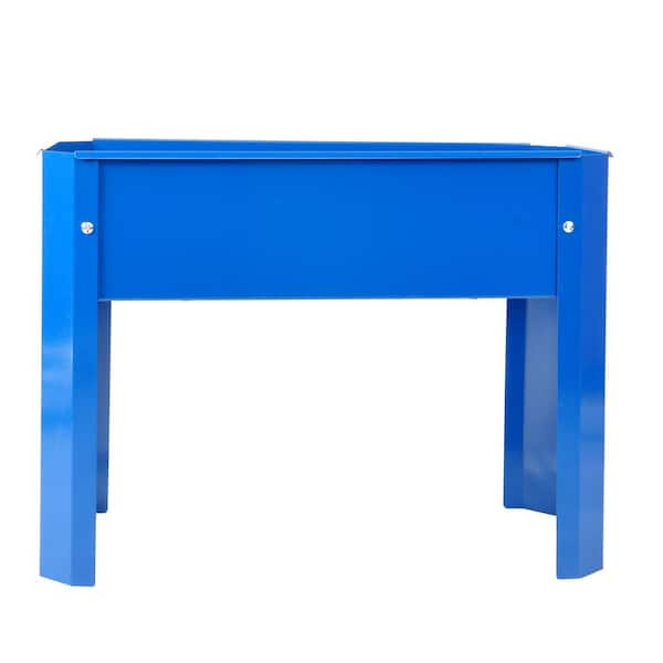 Lycvki 24 in. x 10.5 in. x 17.5 in. Blue Metal Elevated Garden Bed for Backyard and Terrace
