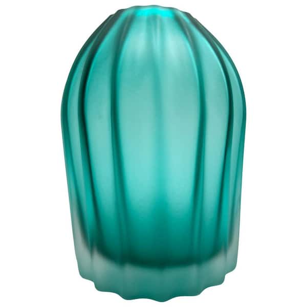 castellousa 8 in. Turquoise Sandblaste Bud Glass Vase