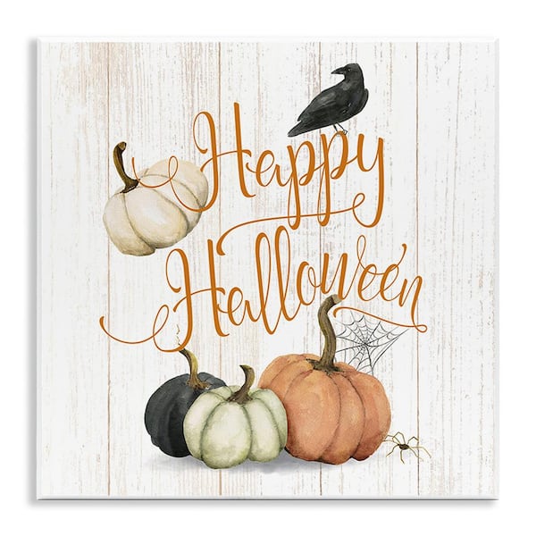 Stupell Industries Rustic Happy Halloween by Deane Beesley 1-Piece Unframed Graphic Print Typography Poster Art Print 12 in. x 12 in.