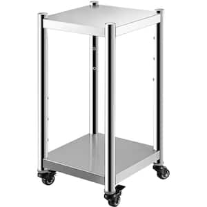 Rice Warmer Stand 14 x 14 in. stainless steel Kitchen Prep Table with Wheels Commercial Kitchen Equipment Stand,Silver