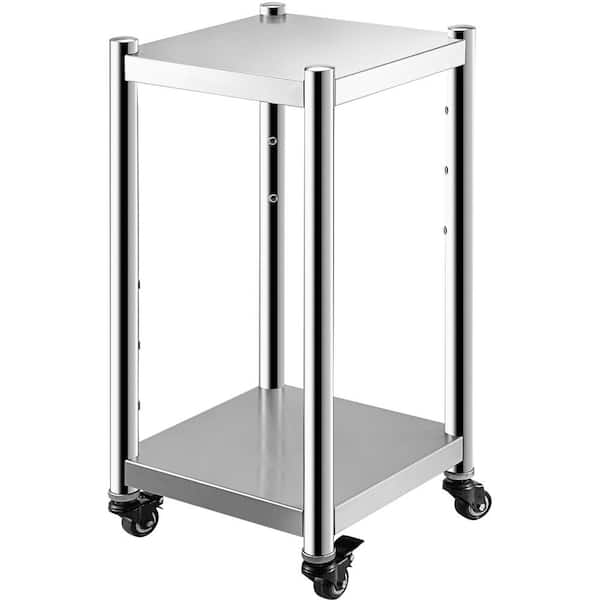 VEVOR Rice Warmer Stand 14 x 14 in. stainless steel Kitchen Prep Table with Wheels Commercial Kitchen Equipment Stand,Silver