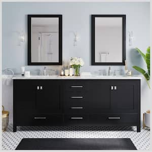Aberdeen 78 in. W x 22 in. D x 34 in. H Double Bath Vanity in Espresso with White Carrara Quartz Top with White Sinks