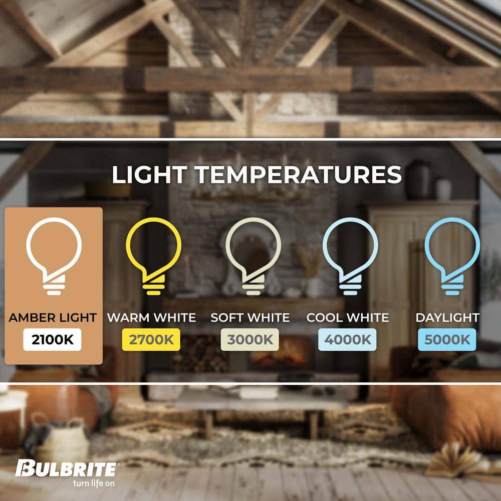 Amber Dimmable Decorative LED Light Bulbs, Pack of 4