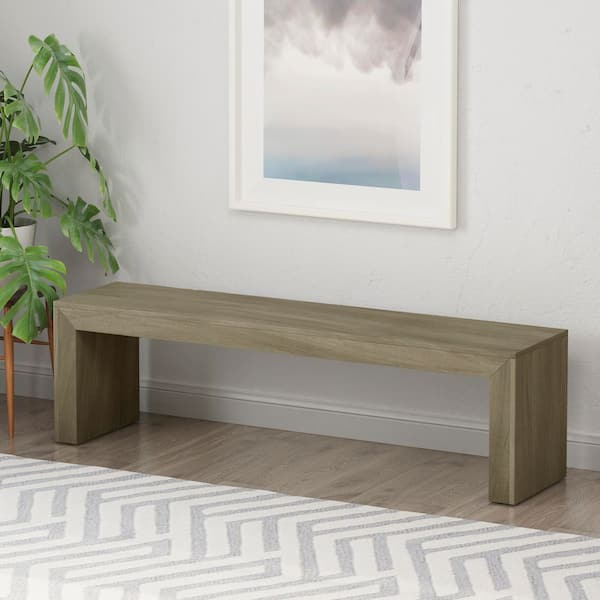 Pannell Light Gray Solid Wood Bench