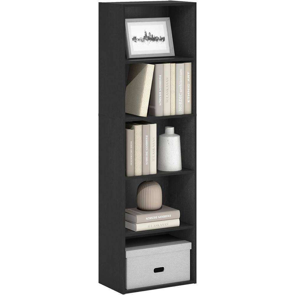 42 in. Tall Black Medium Density Fiberboard (MDF) 4-Shelf Standard Bookcase with Steel Frame price history on PriceWatchPro