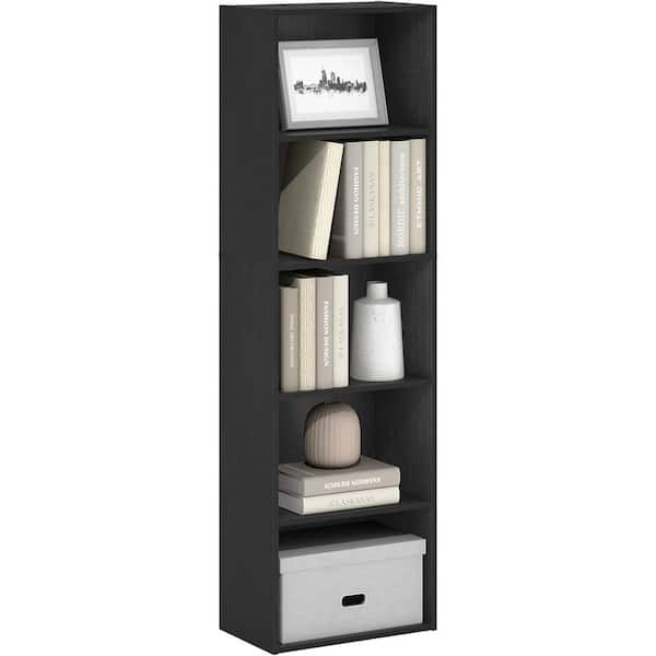 VEIKOUS 42 in. Tall Black Medium Density Fiberboard (MDF) 4-Shelf Standard Bookcase with Steel Frame