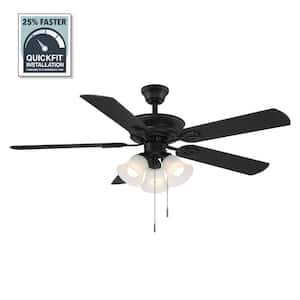 Glendale III 52 in. LED Indoor Matte Black Ceiling Fan with Light and Pull Chains