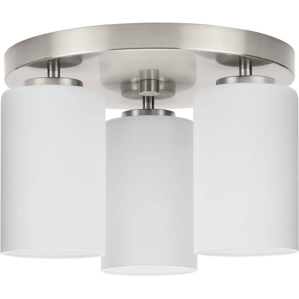 Cofield Collection 12 in. Three-Light Brushed Nickel Transitional Flush Mount