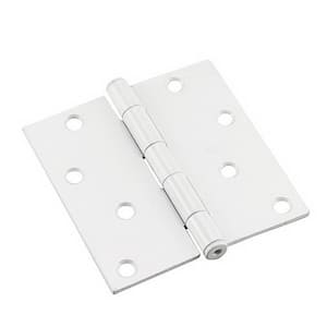 4 in. x 4 in. White Full Mortise Butt Hinge with Removable Pin (2-Pack)