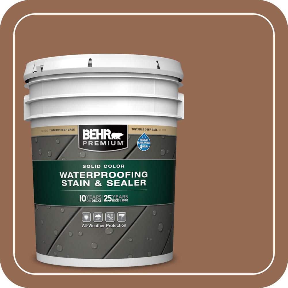 BEHR PREMIUM 5 gal. #240F-6 Sable Brown Solid Color Waterproofing ...