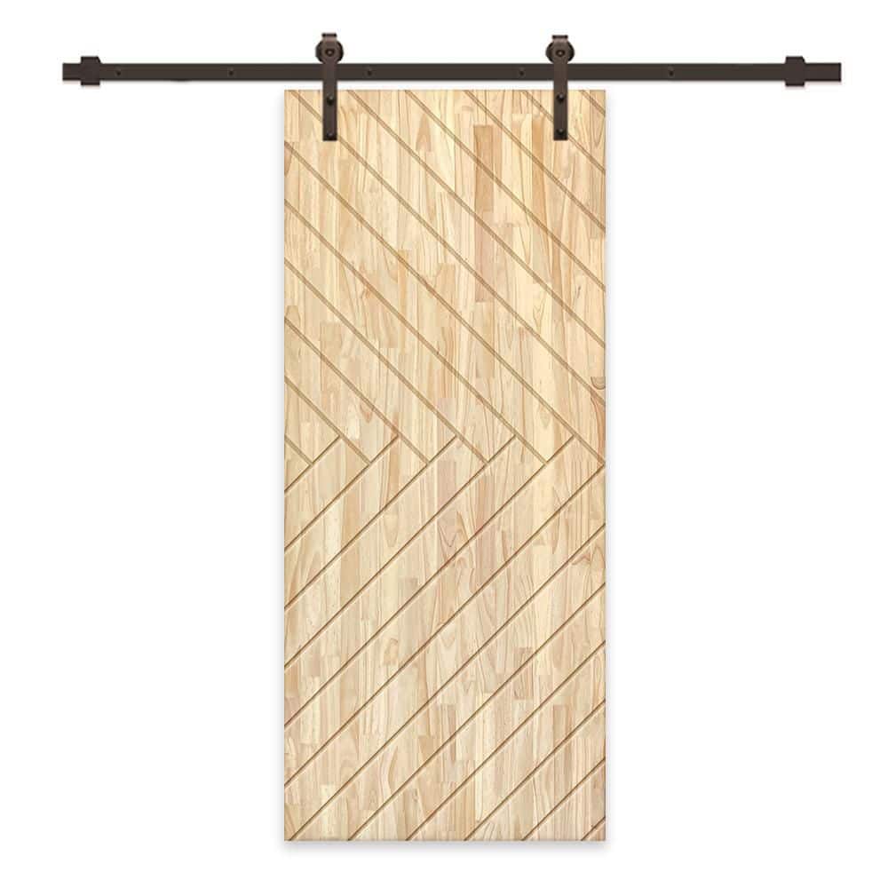 30 in. x 96 in. Natural Pine Wood Unfinished Interior Sliding Barn Door with Hardware Kit price history on PriceWatchPro