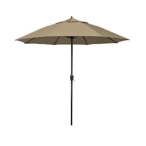 7.5 ft. Bronze Aluminum Market Patio Umbrella with Fiberglass Ribs and Auto Tilt in Heather Beige Sunbrella