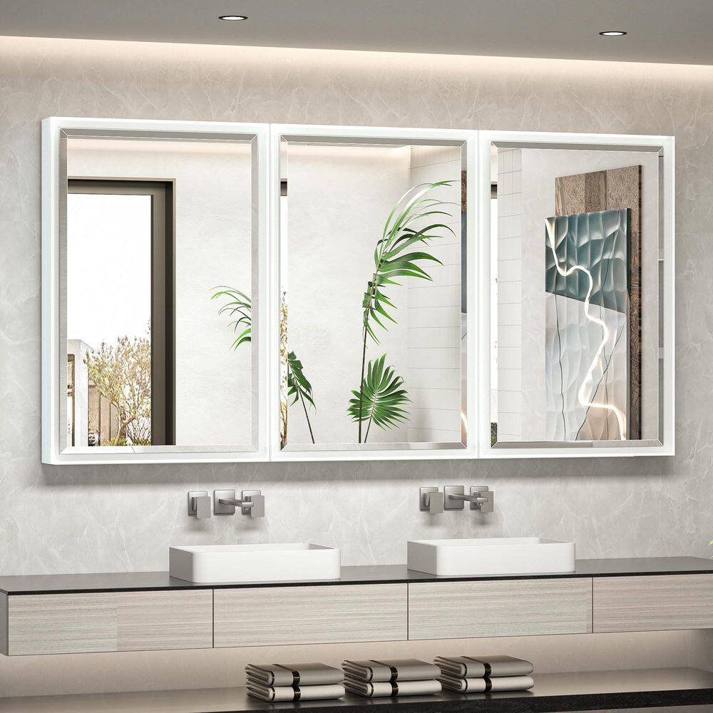 60 in. W x 30 in. H Rectangular Aluminum White Framed Recessed/Surface Mount Medicine Cabinet with Mirror price history on PriceWatchPro