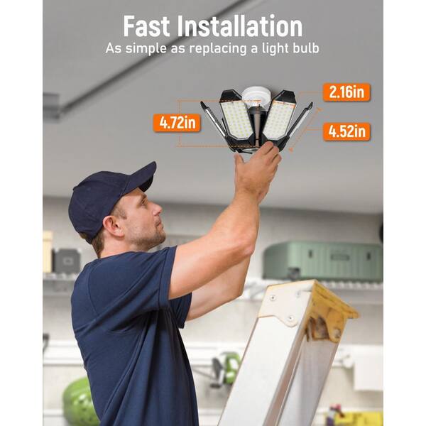 2PACK LED Garage Light 600W 900000LM Deformable Bright Shop Ceiling