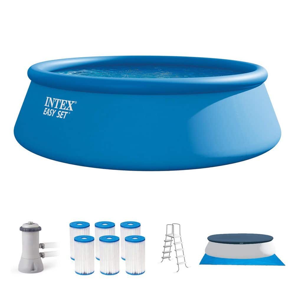 Intex Easy Set 15 ft. Round 48 in. Deep Above Ground Pool Set ...