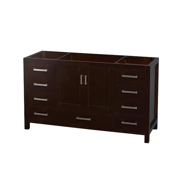 Wyndham Collection Sheffield 59 in. W x 21.5 in. D x 34.25 in. H Single Bath Vanity Cabinet without Top in Espresso