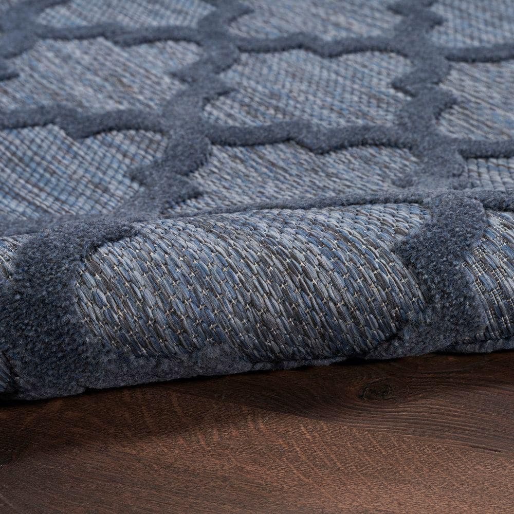Navy Blue Trellis Pattern Indoor/Outdoor Runner Rug 2' x 6'