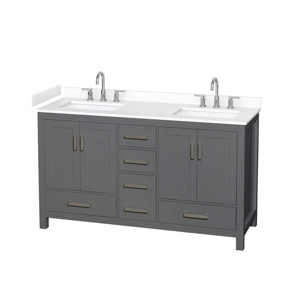 Sheffield 60 in. Double Freestanding Dark Gray Bath Vanity with Top price history on PriceWatchPro