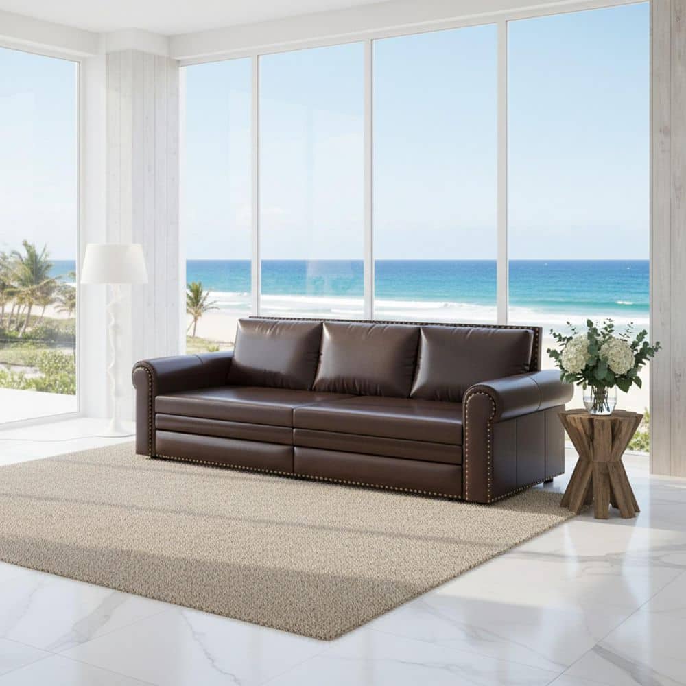 Homy Casa DBZY 93.7 in. Espresso Faux Leather King Size 3-in-1