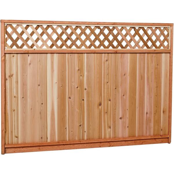 6 Ft X 8 Ft Premium Cedar Lattice Top Fence Panel With Stained Spf Frame Actual Size 68 3 8 In H X 96 In W 6x8ltp The Home Depot 6 Ft X 8 Ft Premium Cedar Lattice Top Fence Panel With Stained Spf Frame Actual Size 68 3 8 In H X 96 In W 6x8ltp The Home Depot