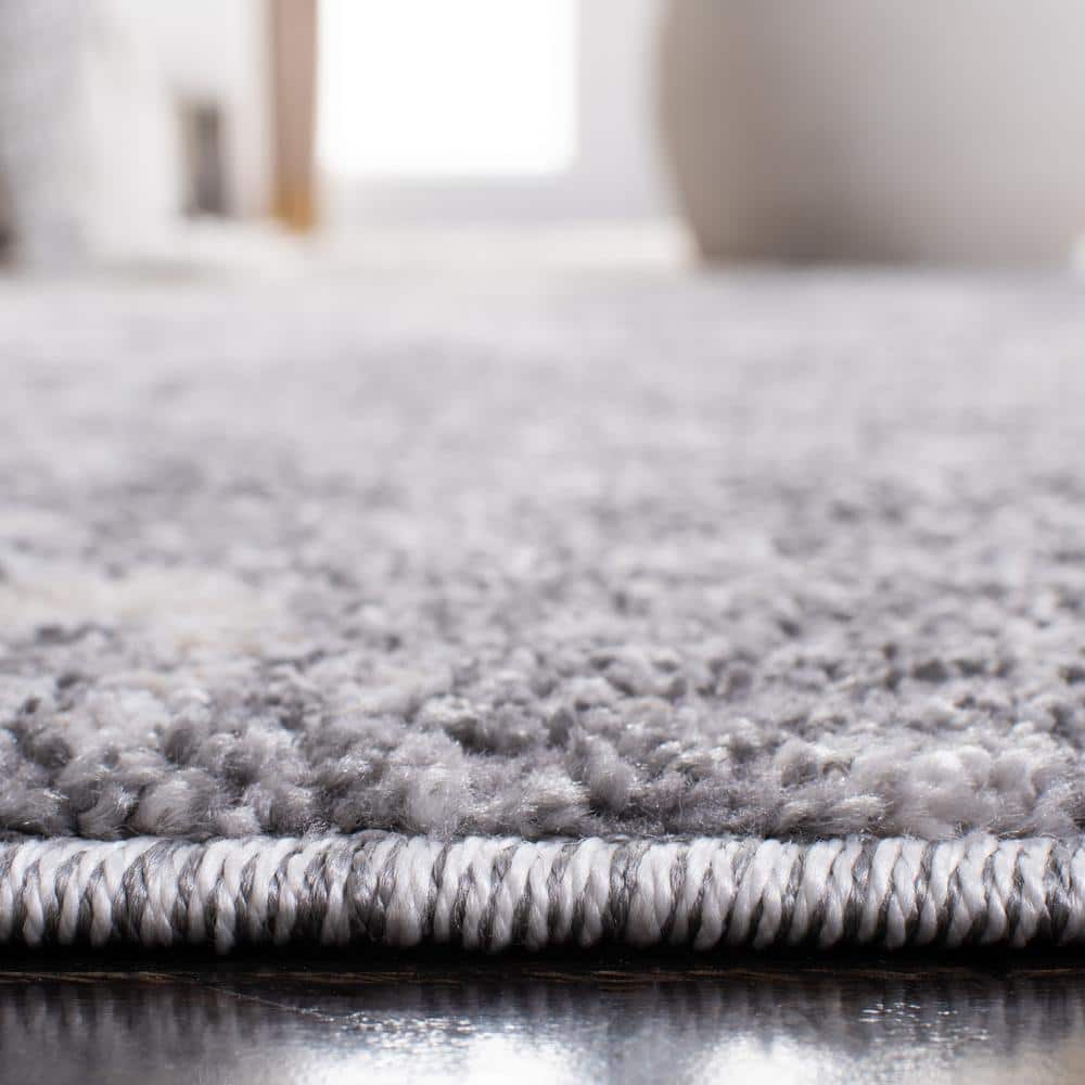 Abstract Elegance Light Grey Synthetic 2' x 8' Hand-Knotted Rug