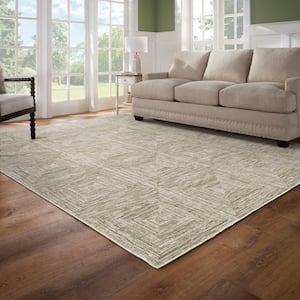 Catalina Natural 4 ft. X 6 ft. Geometric Polypropylene/Polyester Area Rug