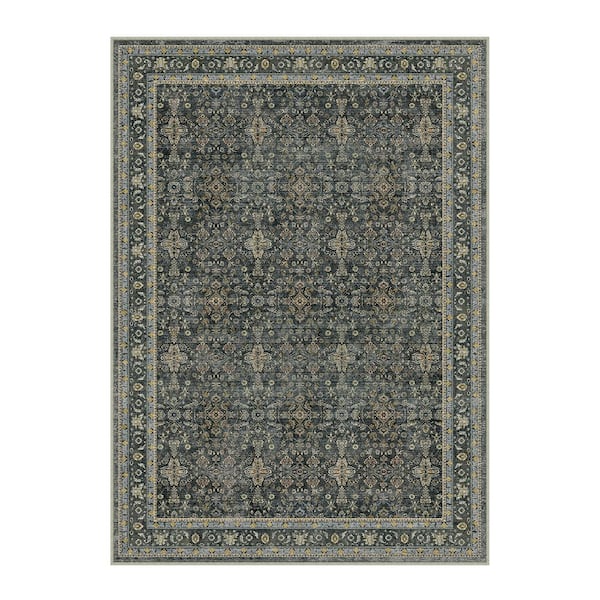 Star Black 3 ft. x 5 ft.  Distressed Vintage Floral Area Rug