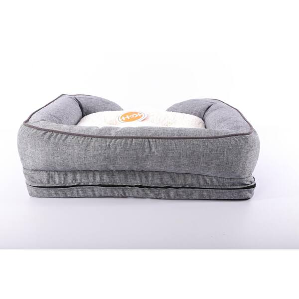 Harmony grey patched pillowtop lounger orthopedic dog bed sale