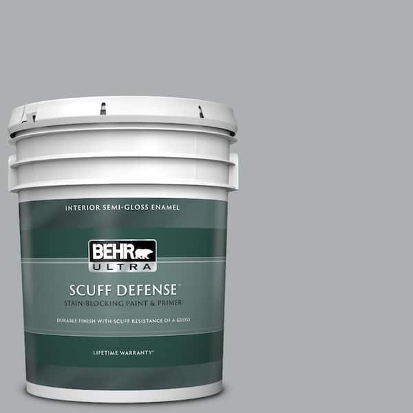 BEHR ULTRA 5 gal. #N500-3 Tin Foil Extra Durable Semi-Gloss Enamel Interior Paint & Primer